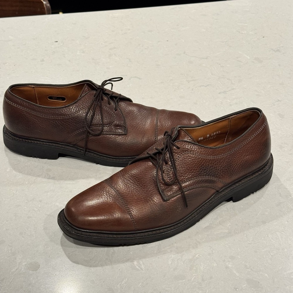 Allen Edmonds Becker Men's Brown Pebbled Captoe 4822 Dress Shoes Size-9.5 A